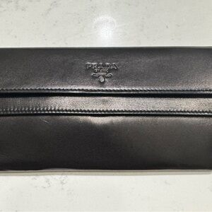 Prada Long Wallet Leather Black